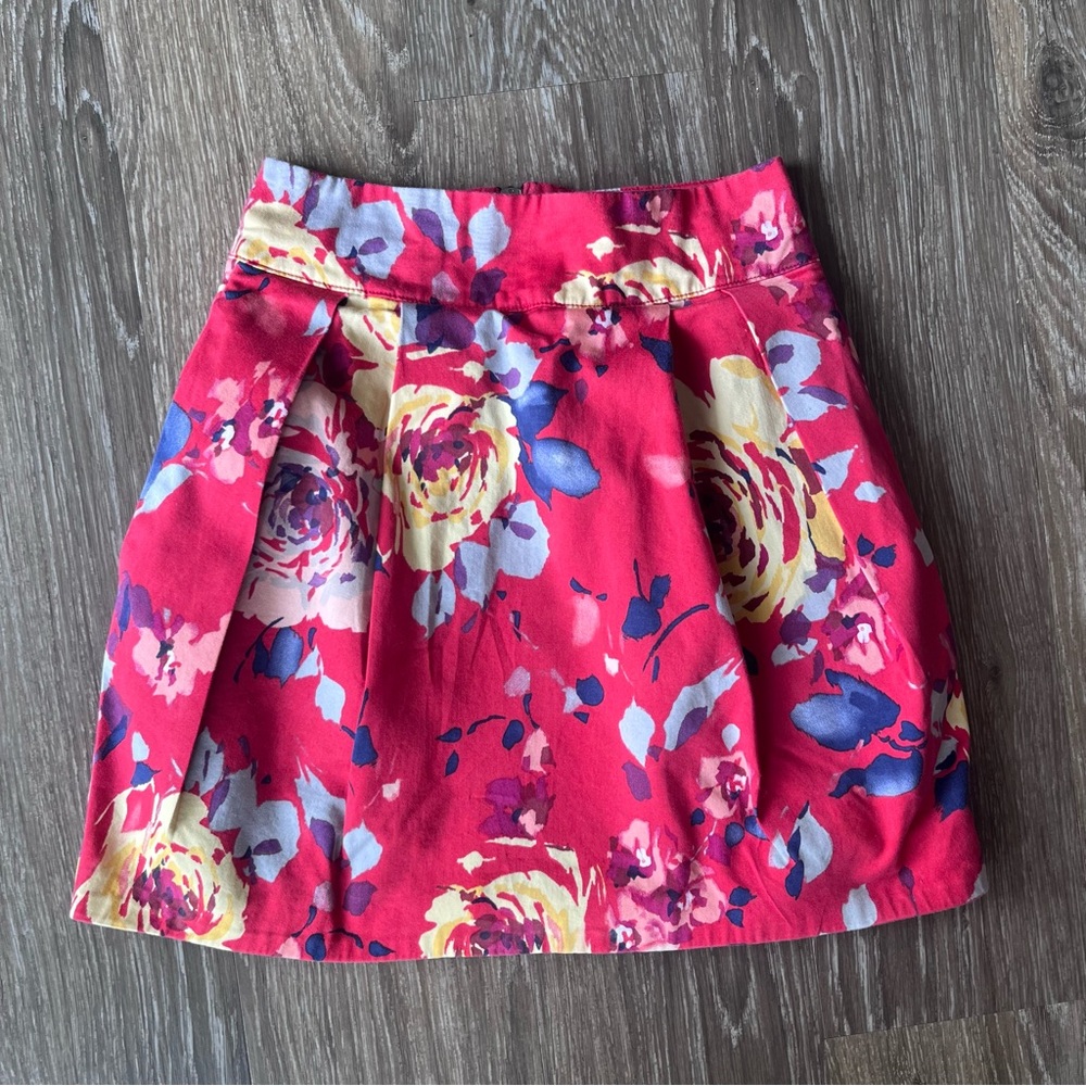 Red Floral Mini Skirt